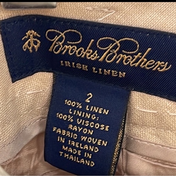 Brooks Brothers Tan Irish Linen Pants Size 2 NWT - Picture 3 of 5